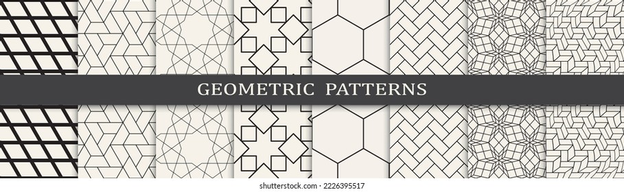 Set of geometric seamless patterns. Abstract geometric graphic design simple pattern. Seamless geometric lines pattern.