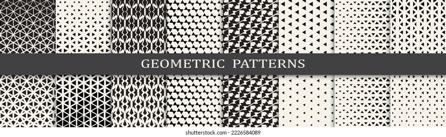 Set of geometric seamless patterns. Abstract geometric graphic design simple pattern. Seamless geometric halftone pattern.
