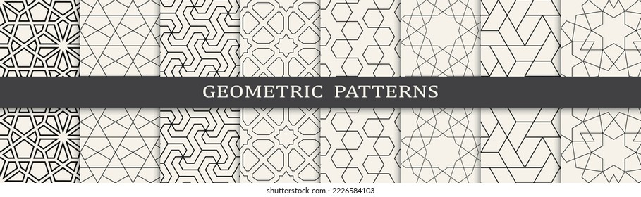 Set of geometric seamless patterns. Abstract geometric graphic design simple pattern. Seamless geometric lines pattern.