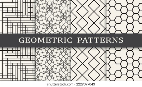 Set of geometric seamless patterns. Abstract geometric graphic design simple pattern. Seamless geometric lines pattern.