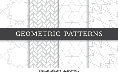Set of geometric seamless patterns. Abstract geometric graphic design print pattern. Seamless geometric gray lines pattern.