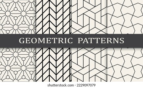Set of geometric seamless patterns. Abstract geometric graphic design simple pattern. Seamless geometric lines pattern.