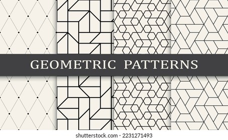 Set of geometric seamless patterns. Abstract geometric graphic design simple pattern. Seamless geometric lines pattern.