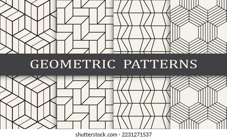 Set of geometric seamless patterns. Abstract geometric graphic design simple pattern. Seamless geometric lines pattern.