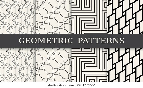 Set of geometric seamless patterns. Abstract geometric graphic design simple pattern. Seamless geometric lines pattern.