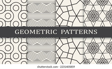 Set of geometric seamless patterns. Abstract geometric graphic design simple pattern. Seamless geometric lines pattern.