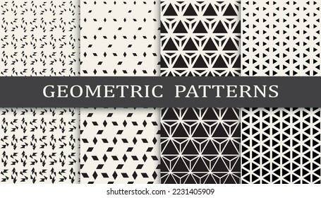 Conjunto de patrones geométricos sin soldadura. Resumen de diseño gráfico geométrico simple patrón. Patrón de medio tono geométrico sin foco.