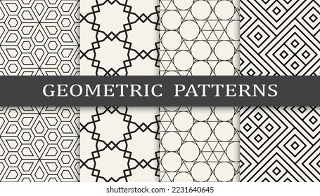Set of geometric seamless patterns. Abstract geometric graphic design simple pattern. Seamless geometric lines pattern.