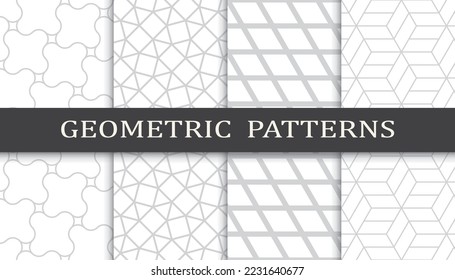 Set of geometric seamless patterns. Abstract geometric graphic design print pattern. Seamless geometric gray lines pattern.
