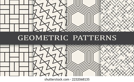 Set of geometric seamless patterns. Abstract geometric graphic design simple pattern. Seamless geometric lines pattern.