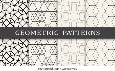 Set of geometric seamless patterns. Abstract geometric graphic design simple pattern. Seamless geometric lines pattern.
