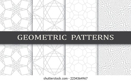 Set of geometric seamless patterns. Abstract geometric graphic design print pattern. Seamless geometric gray lines pattern.
