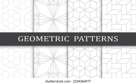 Set of geometric seamless patterns. Abstract geometric graphic design print pattern. Seamless geometric gray lines pattern.