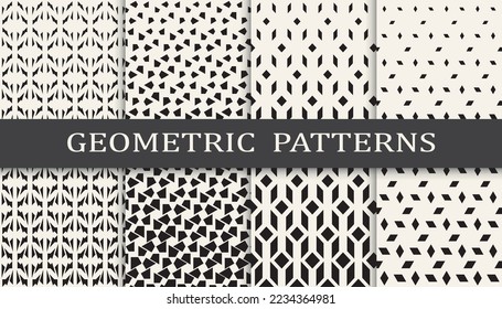 Set of geometric seamless patterns. Abstract geometric graphic design simple pattern. Seamless geometric halftone pattern.