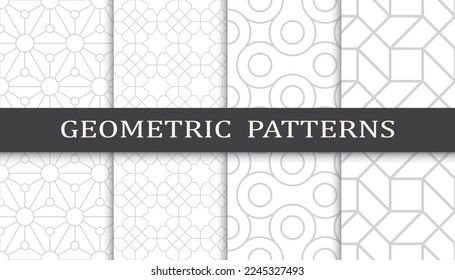 Set of geometric seamless patterns. Abstract geometric graphic design print pattern. Seamless geometric gray lines pattern.