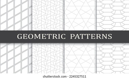 Set of geometric seamless patterns. Abstract geometric graphic design print pattern. Seamless geometric gray lines pattern.