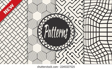 Set of geometric seamless patterns. Abstract geometric graphic design simple pattern. Seamless geometric lines pattern.