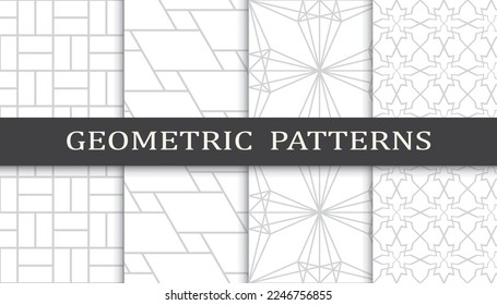 Set of geometric seamless patterns. Abstract geometric graphic design print pattern. Seamless geometric gray lines pattern.