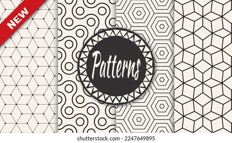 Conjunto de patrones geométricos sin soldadura. Resumen de diseño gráfico geométrico simple patrón. Patrón de líneas geométricas sin foco.