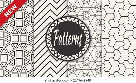 Set of geometric seamless patterns. Abstract geometric graphic design simple pattern. Seamless geometric lines pattern.