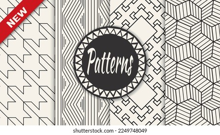 Set of geometric seamless patterns. Abstract geometric graphic design simple pattern. Seamless geometric lines pattern.