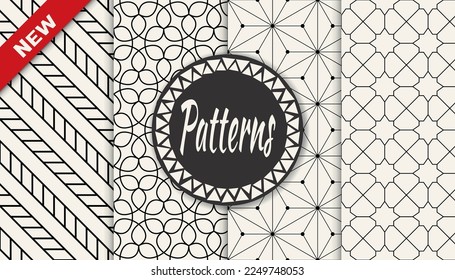 Set of geometric seamless patterns. Abstract geometric graphic design simple pattern. Seamless geometric lines pattern.