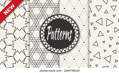 Set of geometric seamless patterns. Abstract geometric graphic design simple pattern. Seamless geometric lines pattern.
