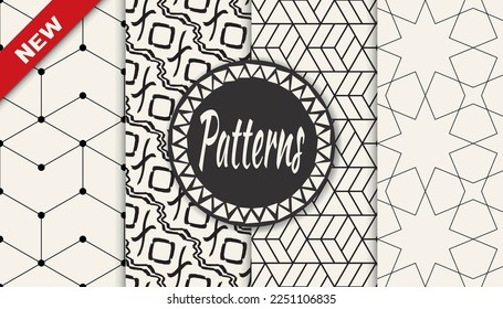 Set of geometric seamless patterns. Abstract geometric graphic design simple pattern. Seamless geometric lines pattern.