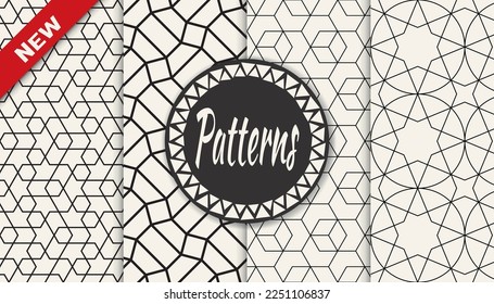 Set of geometric seamless patterns. Abstract geometric graphic design simple pattern. Seamless geometric lines pattern.
