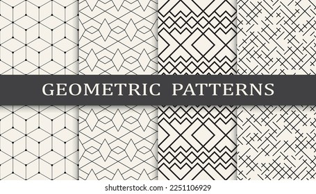 Set of geometric seamless patterns. Abstract geometric graphic design simple pattern. Seamless geometric lines pattern.