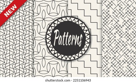 Set of geometric seamless patterns. Abstract geometric graphic design simple pattern. Seamless geometric lines pattern.