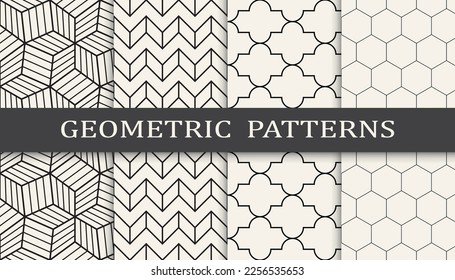 Set of geometric seamless patterns. Abstract geometric graphic design simple pattern. Seamless geometric lines pattern.
