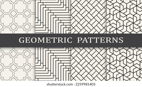 Set of geometric seamless patterns. Abstract geometric graphic design simple pattern. Seamless geometric lines pattern.