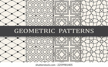 Set of geometric seamless patterns. Abstract geometric graphic design simple pattern. Seamless geometric lines pattern.