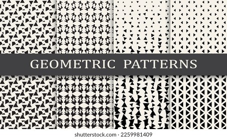 Set of geometric seamless patterns. Abstract geometric graphic design simple pattern. Seamless geometric halftone pattern.
