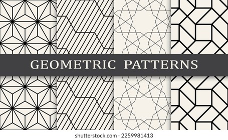 Set of geometric seamless patterns. Abstract geometric graphic design simple pattern. Seamless geometric lines pattern.