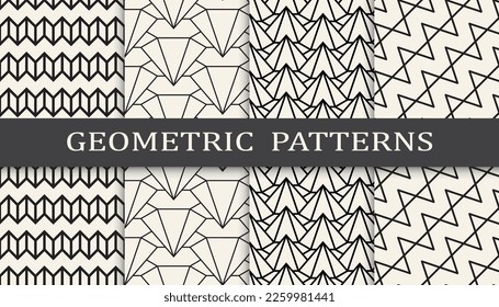 Set of geometric seamless patterns. Abstract geometric graphic design simple pattern. Seamless geometric lines pattern.