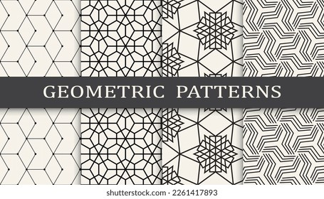 Set of geometric seamless patterns. Abstract geometric graphic design simple pattern. Seamless geometric lines pattern.
