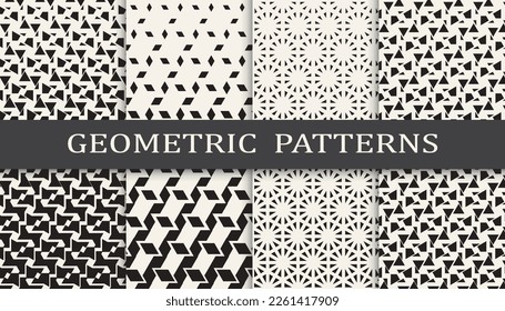 Set of geometric seamless patterns. Abstract geometric graphic design simple pattern. Seamless geometric halftone pattern.