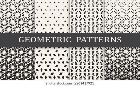 Set of geometric seamless patterns. Abstract geometric graphic design simple pattern. Seamless geometric halftone pattern.