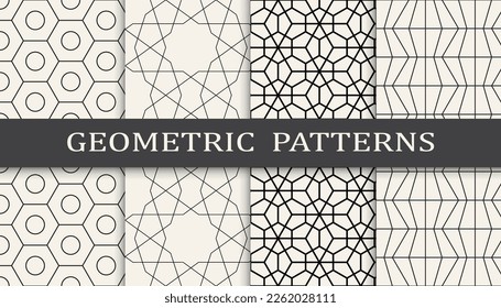 Set of geometric seamless patterns. Abstract geometric graphic design simple pattern. Seamless geometric lines pattern.