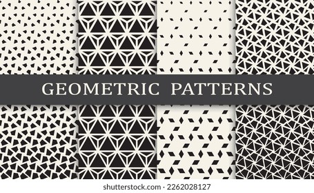 Set of geometric seamless patterns. Abstract geometric graphic design simple pattern. Seamless geometric halftone pattern.