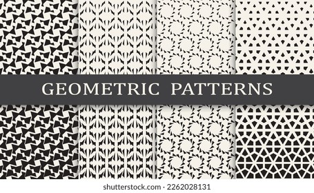 Set of geometric seamless patterns. Abstract geometric graphic design simple pattern. Seamless geometric halftone pattern.