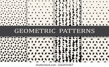 Set of geometric seamless patterns. Abstract geometric graphic design simple pattern. Seamless geometric halftone pattern.
