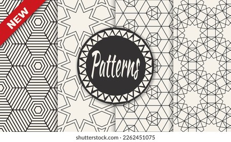 Set of geometric seamless patterns. Abstract geometric graphic design simple pattern. Seamless geometric lines pattern.