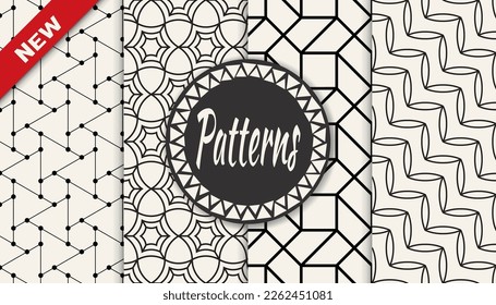 Set of geometric seamless patterns. Abstract geometric graphic design simple pattern. Seamless geometric lines pattern.