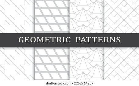 Set of geometric seamless patterns. Abstract geometric graphic design print pattern. Seamless geometric gray lines pattern.