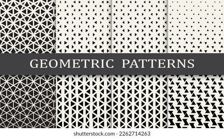 Set of geometric seamless patterns. Abstract geometric graphic design simple pattern. Seamless geometric halftone pattern.