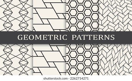 Set of geometric seamless patterns. Abstract geometric graphic design simple pattern. Seamless geometric lines pattern.