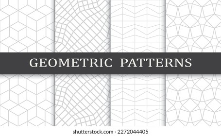 Set of geometric seamless patterns. Abstract geometric graphic design print pattern. Seamless geometric gray lines pattern.